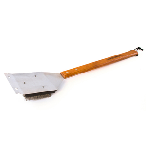 Grillbürste mit Holzgriff und Schaber
