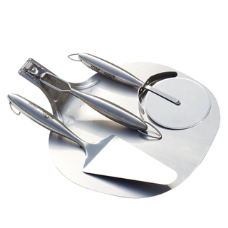 Pizzaschieber-Set aus Edelstahl