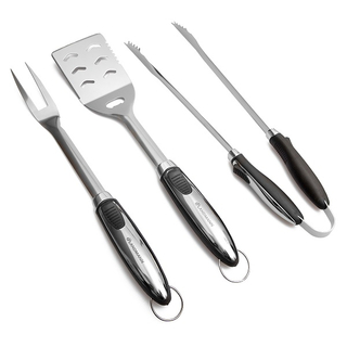 Grillbesteck-Set aus Edelstahl mit langem Griff